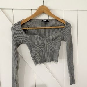 Grey Cropped Long Sleeve